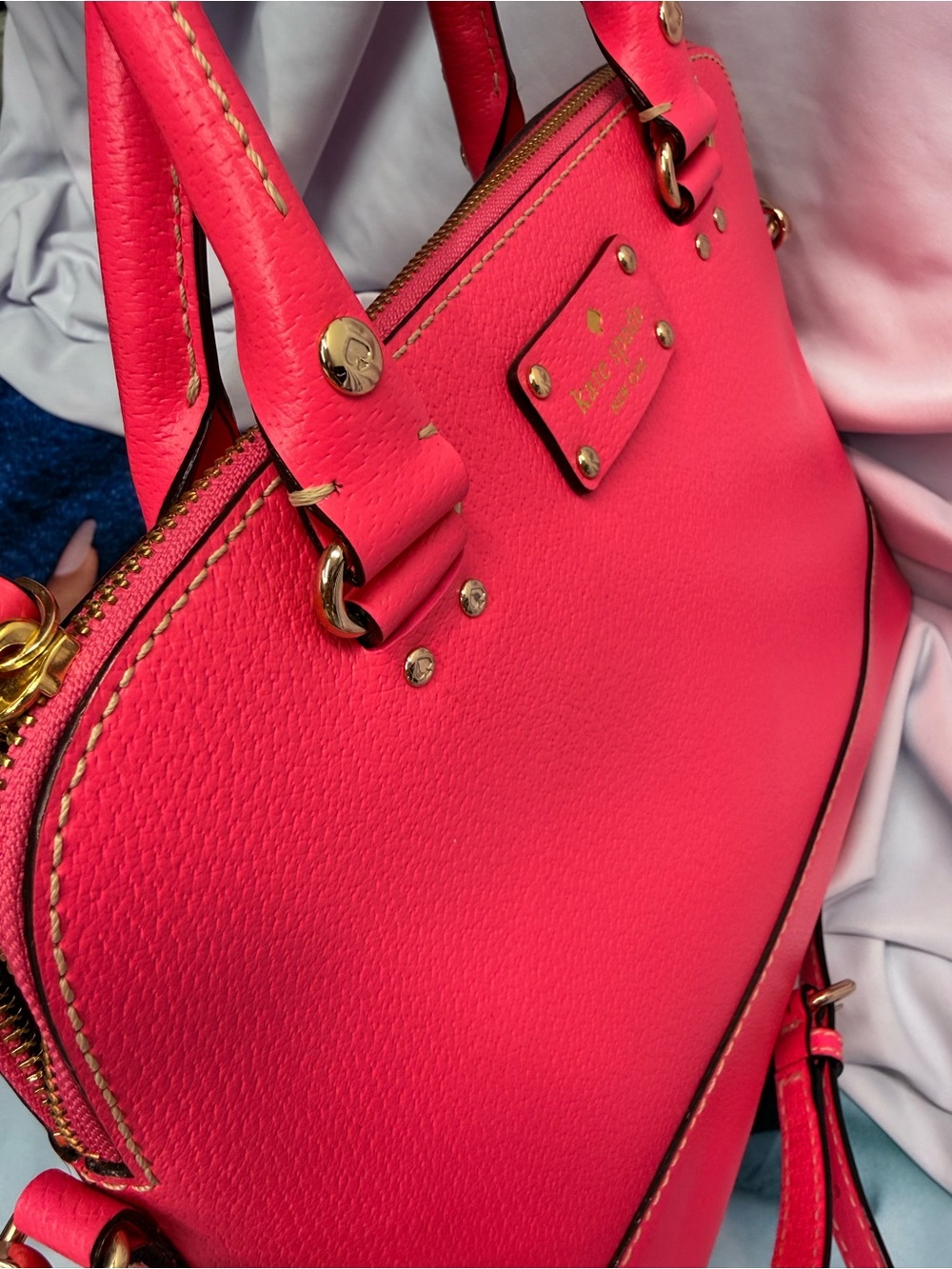 (new+tag) Kate Spade New York Rachelle Satchel Handbag Wellesley Hotrose - Picture 6 of 11